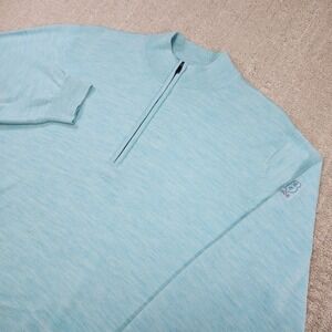 Footjoy Sweater Men XL 100% Merino Wool Golf 1/4 Zip Pullover Wicking Green